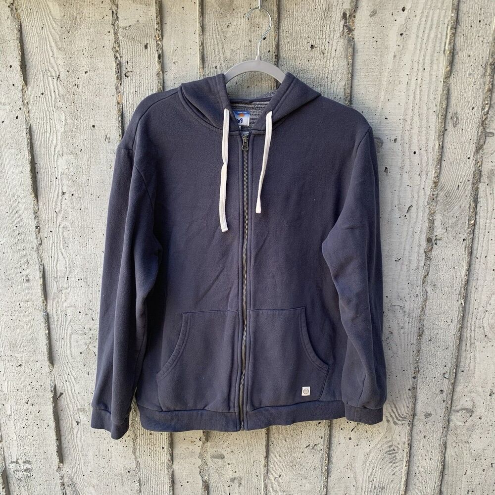Marine Layer Men's Relaxed Cloud Full Zip Hoodie Navy Fleece Lined Pockets Sz L
